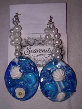 Sea'renity White Pearl & Blue Ocean Drop Earrings